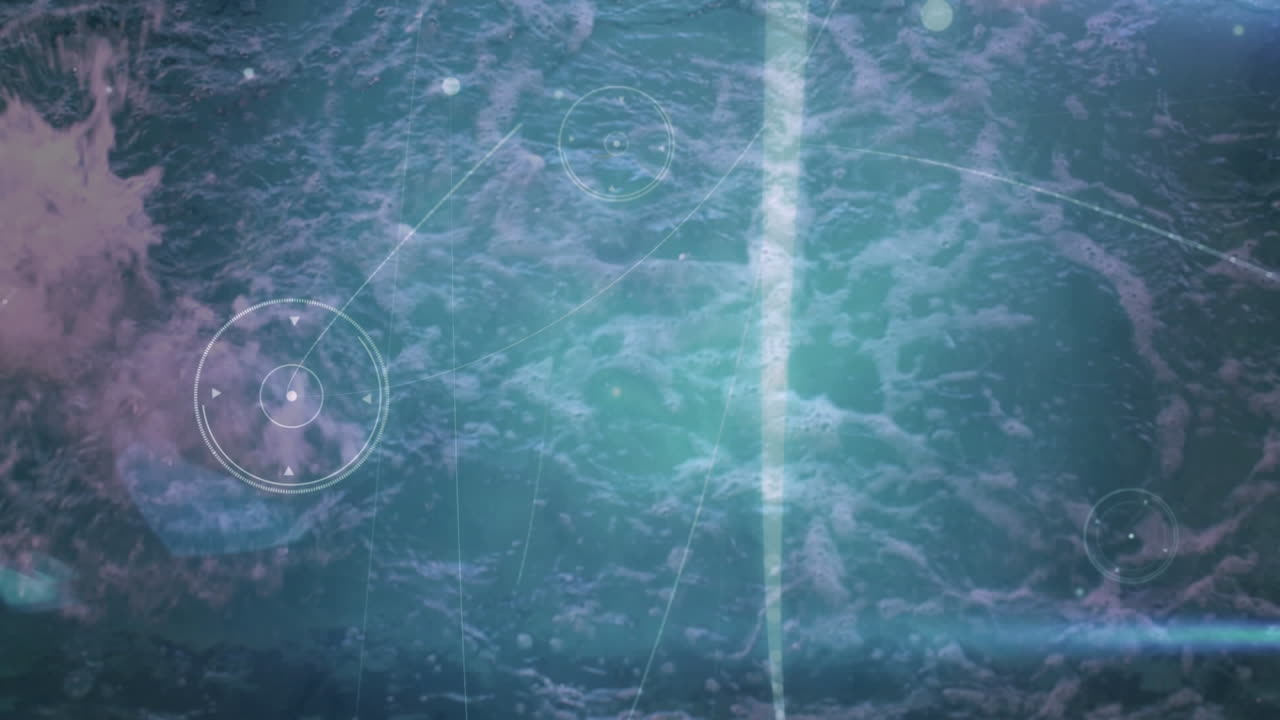 적합한 여성 수영 선수 수영에 대한 연결 네트워크의 애니메이션