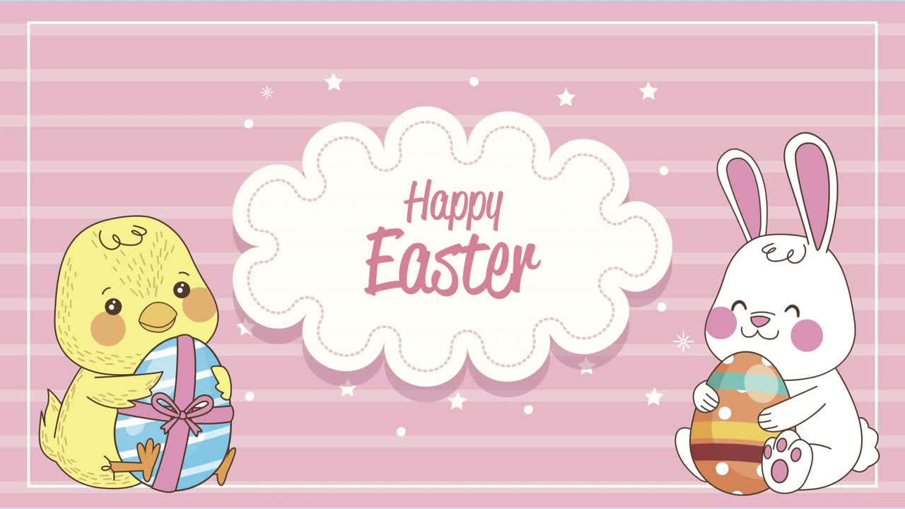 lettere di felice pasqua con conigli e uova
