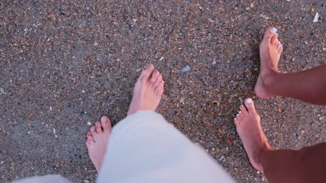 close-up of barefoot woman walking on tree trunk. close-up on woman’s bare feet moving along textured tree bark in a natural forest setting