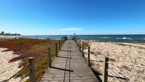 wooden path leading to beach in portugal camino coastal route