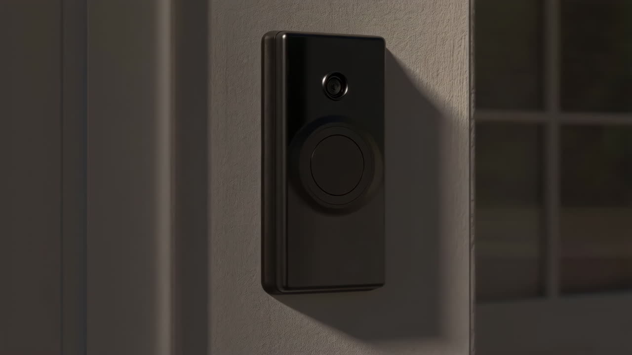 Smart Video Doorbell with Glowing Ring on a Wall