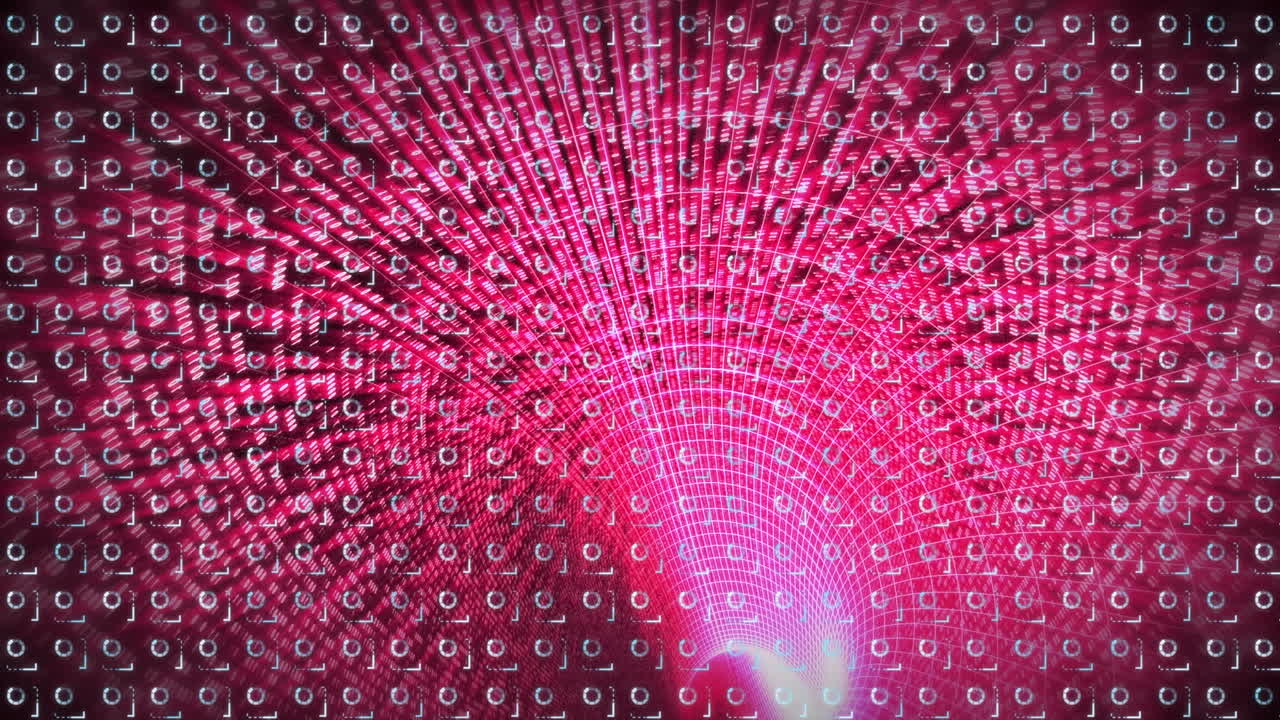 animación digital del diseño de patrones abstractos contra el túnel digital rosa en el fondo