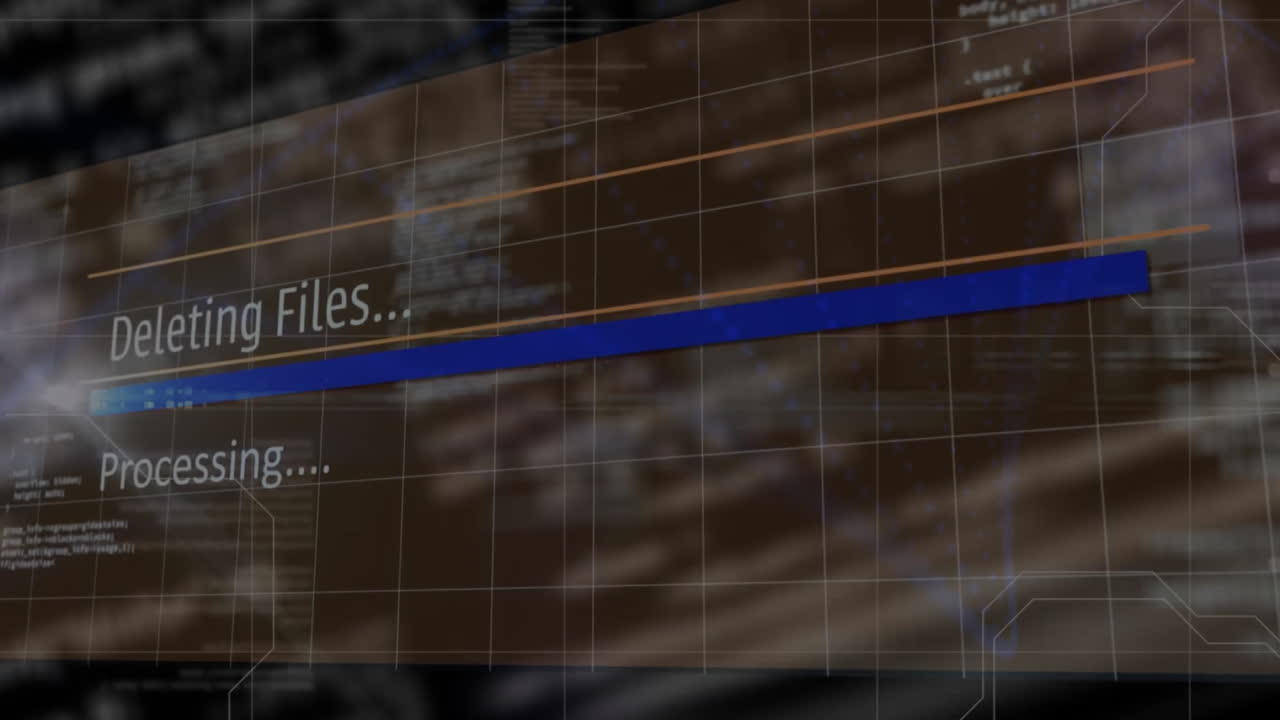 어두운 배경에서 텍스트 및 데이터 처리의 애니메이션