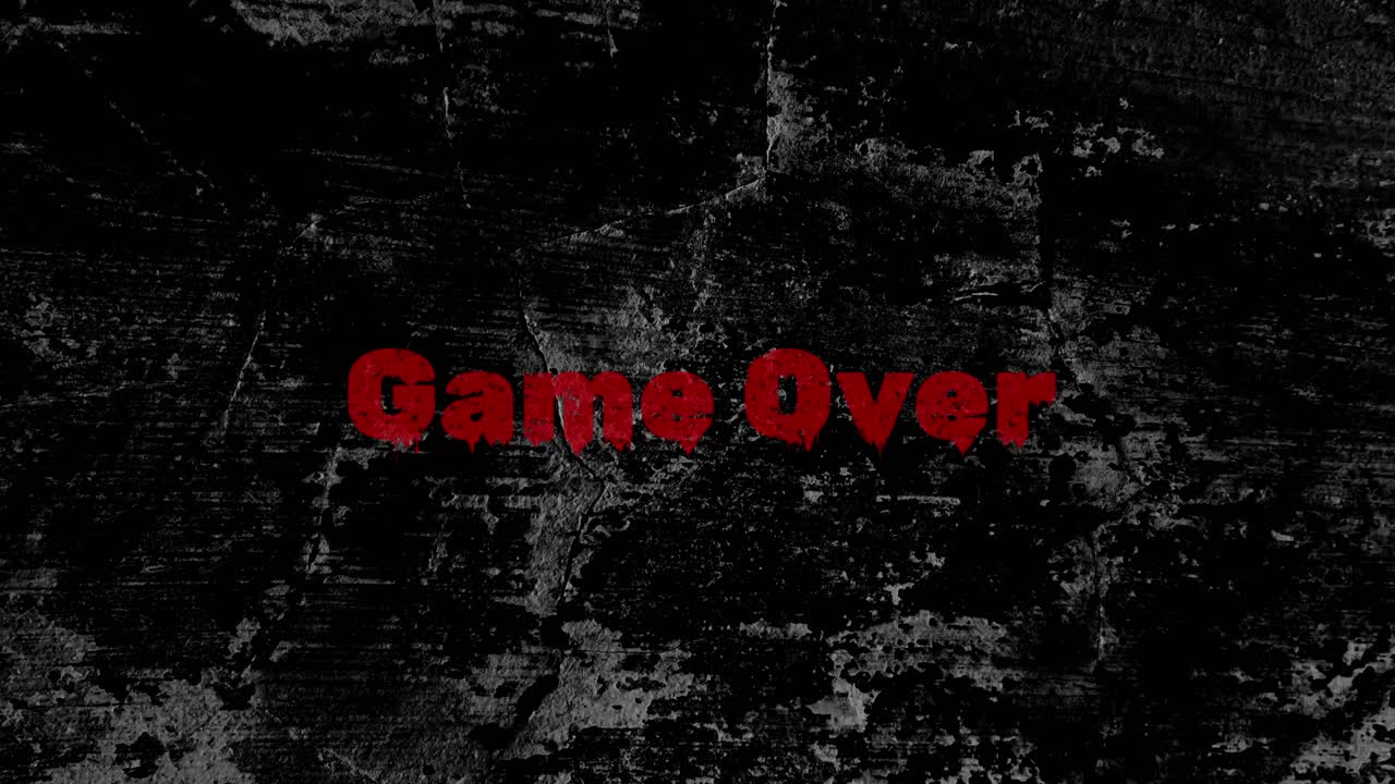 Red Game Over Text Flickering on Dark Grunge Background