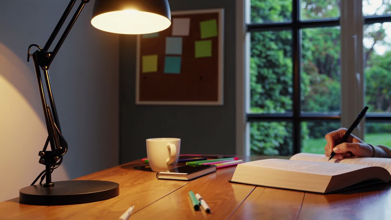 sesión de estudio nocturna