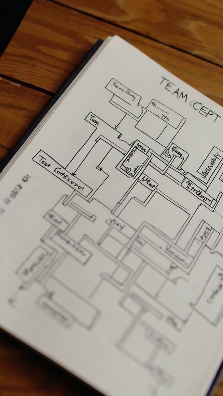 Hand-drawn Organizational Chart in a Notebook