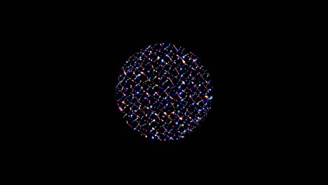 animated round shape of multicolor flashing lights, on a black background