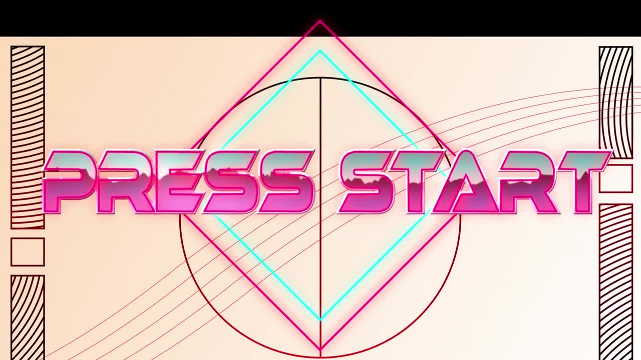 animación del texto de inicio de la prensa sobre formas geométricas formas sobre fondo blanco