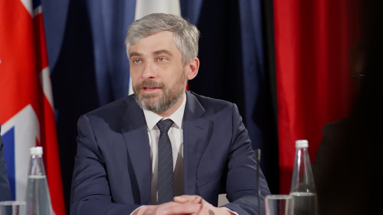 World Political Leaders Making Announcement at Press Conference