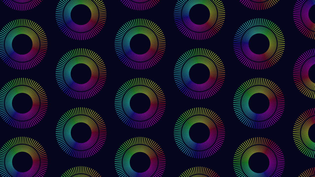 Vibrant circles dynamic and eye-catching pattern on black background