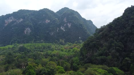 An-aerial-drone-shot-of-the-jungle-and-the-rock-formations-landscape-of-Khao-Sok-National-Park-in-Thailand-in-Southeast-Asia