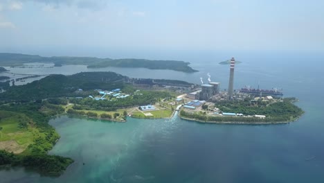 drone shot of a coal power plant in 60fps hd