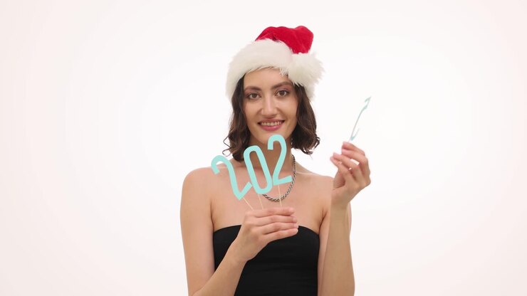 mujer con gorro de santa