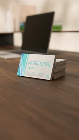 video vertical de tabletas de protección uv en una caja de medicamentos