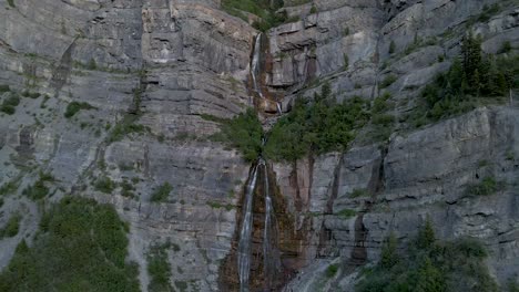 aerial view of bridal veil falls waterfall in provo canyon, utah