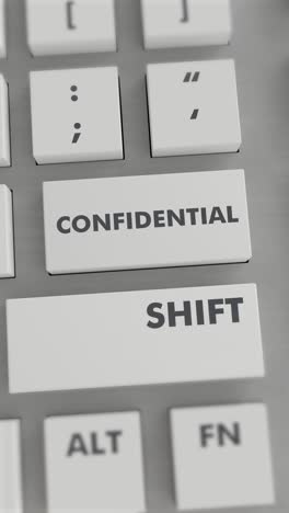 presión de botón confidencial en el teclado video vertical