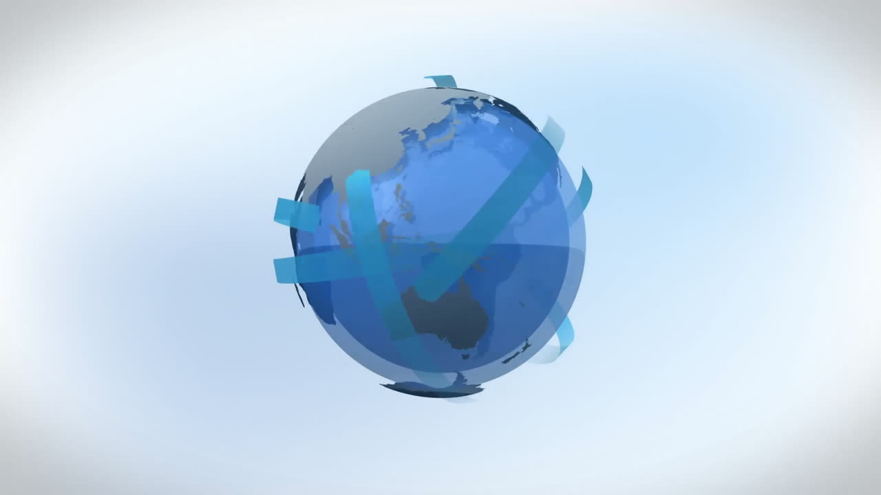 animación de la red de conexiones en todo el mundo sobre fondo azul.