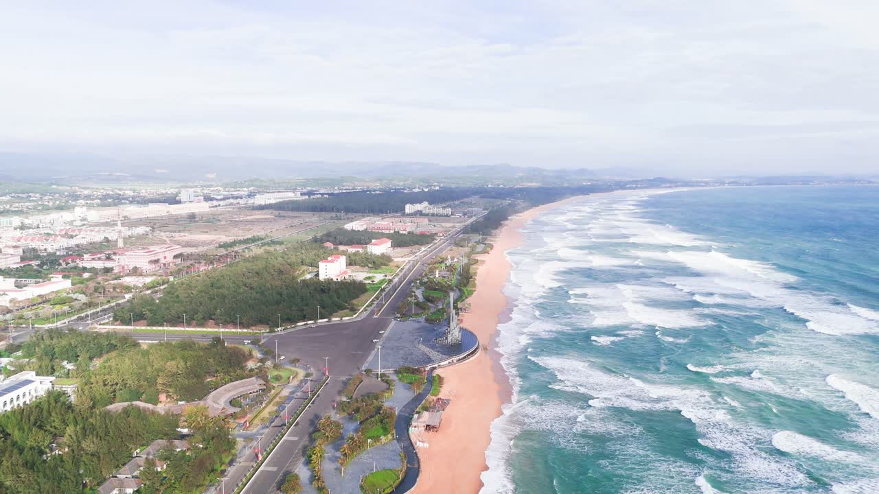 Aerial View Dolly of the Beautiful Beach in Tuy Hoa.