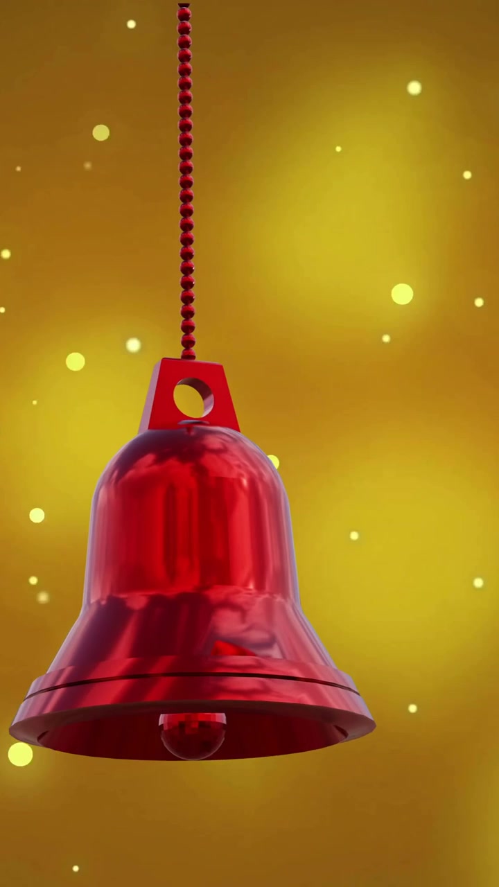 Animazione di Campana Rossa su Punti Luce su Sfondo Arancione a Natale