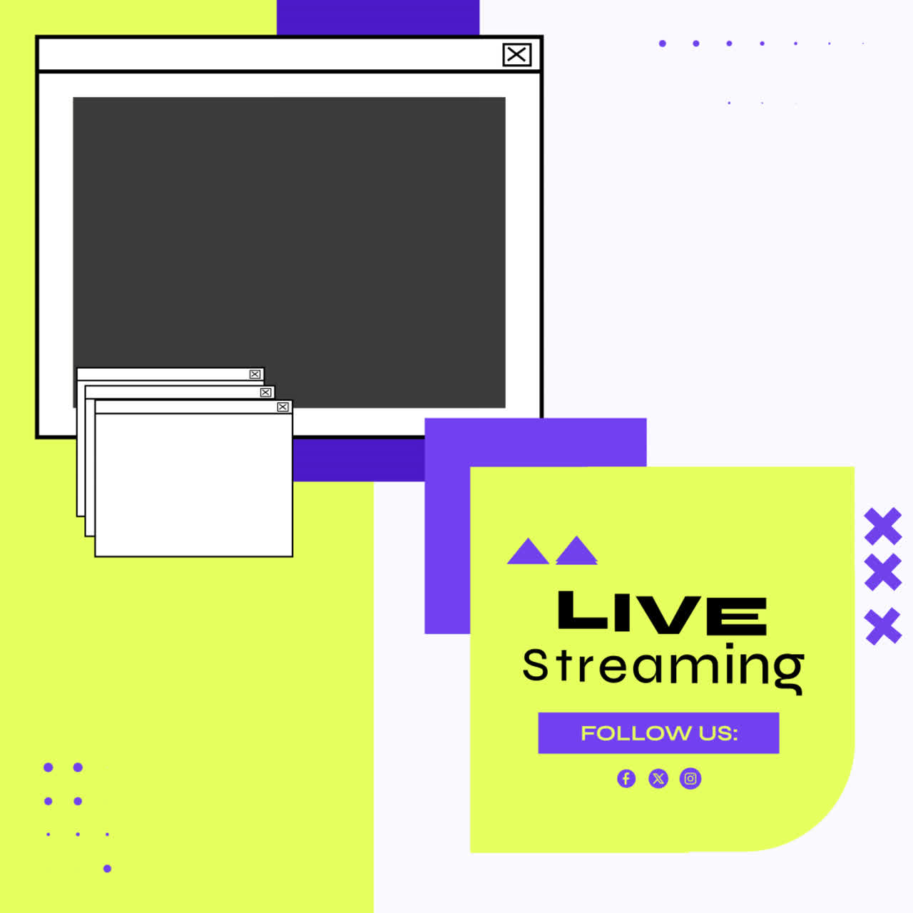 Live Streaming Promotion Graphic with Retro Computer Interface