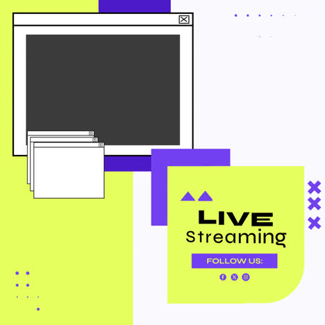 live streaming promotion graphic with retro computer interface