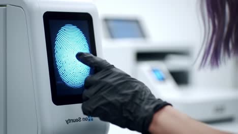 high-tech fingerprinting device captures unique biometrics for secure identification and authentication in modern facilities and safety applications