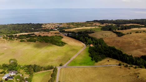 aerial view of coastal countryside