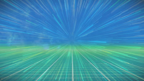 animation of light trails over blue and green background