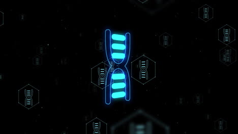 animación de iconos, cadena de adn sobre el procesamiento de datos