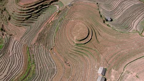 vista aérea de los campos de arroz en la terraza en el norte de vietnam
