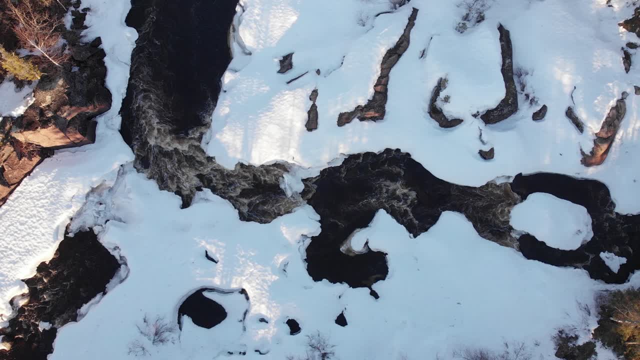Top View Of Snowy River In Winter