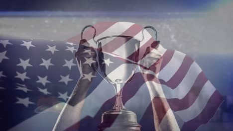Bandera-Americana-Y-Trofeo