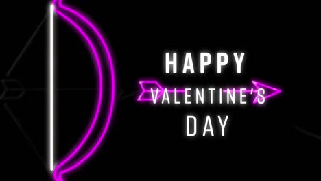 animation of happy valentines day in neon on black background