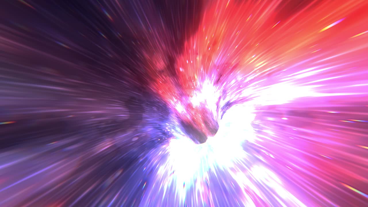 túnel de energía abstracta en el espacio. viaje de agujero de gusano a través del tiempo y el espacio. deformación del espacio de agujeros de gusano, ciencia ficción. agujero negro, túnel de hiperespacio de vórtice. renderización 4k 3d, bucle sin costuras