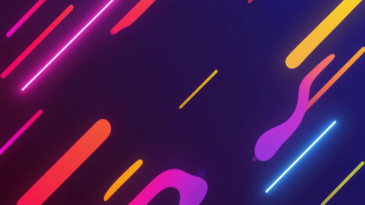 Abstract Motion Background with Glowing Neon Diagonal Lines and Shapes