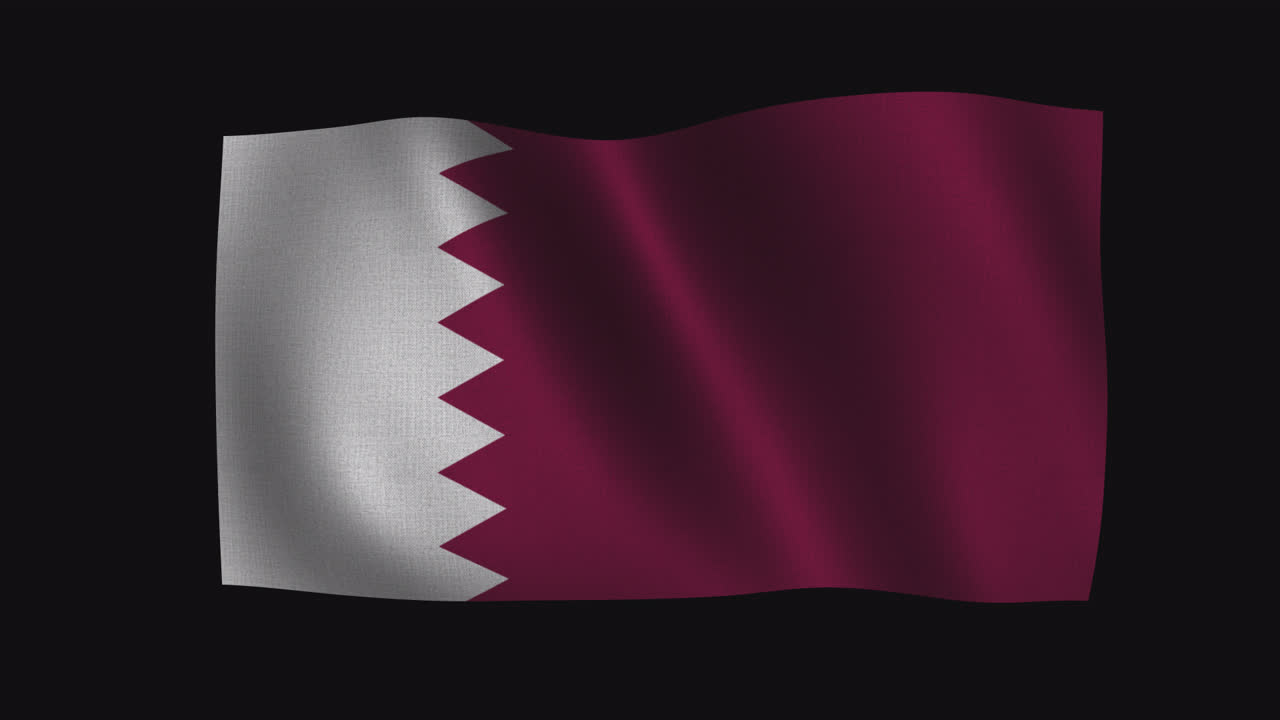 Bandiera del Qatar che sventola su sfondo nero