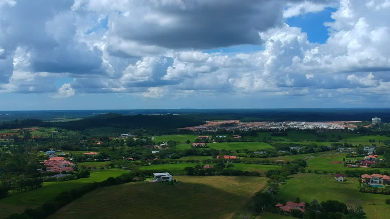 Wide shots of a non urban development in asia