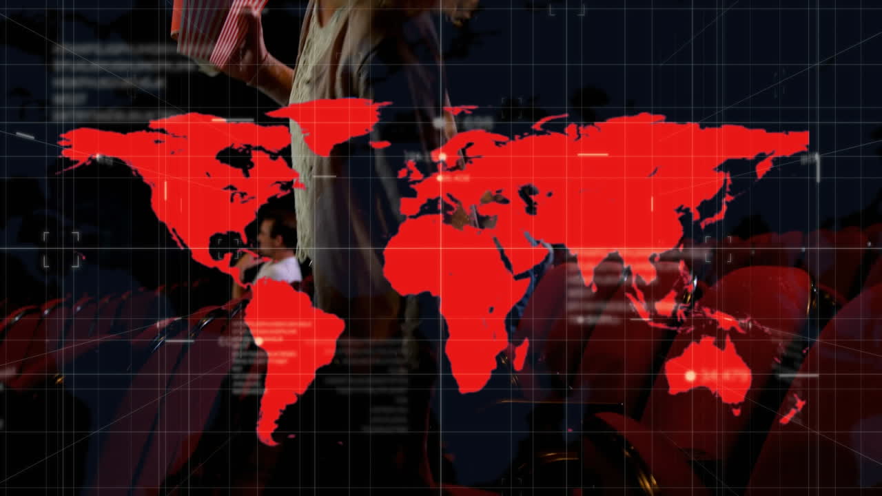 코로나 19 데이터 처리의 애니메이션 영화에서 사람들에 대한 세계 지도