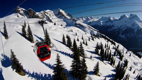 winter mountain ski resort view from cable car
