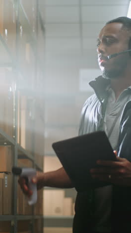 warehouse worker scanning inventory