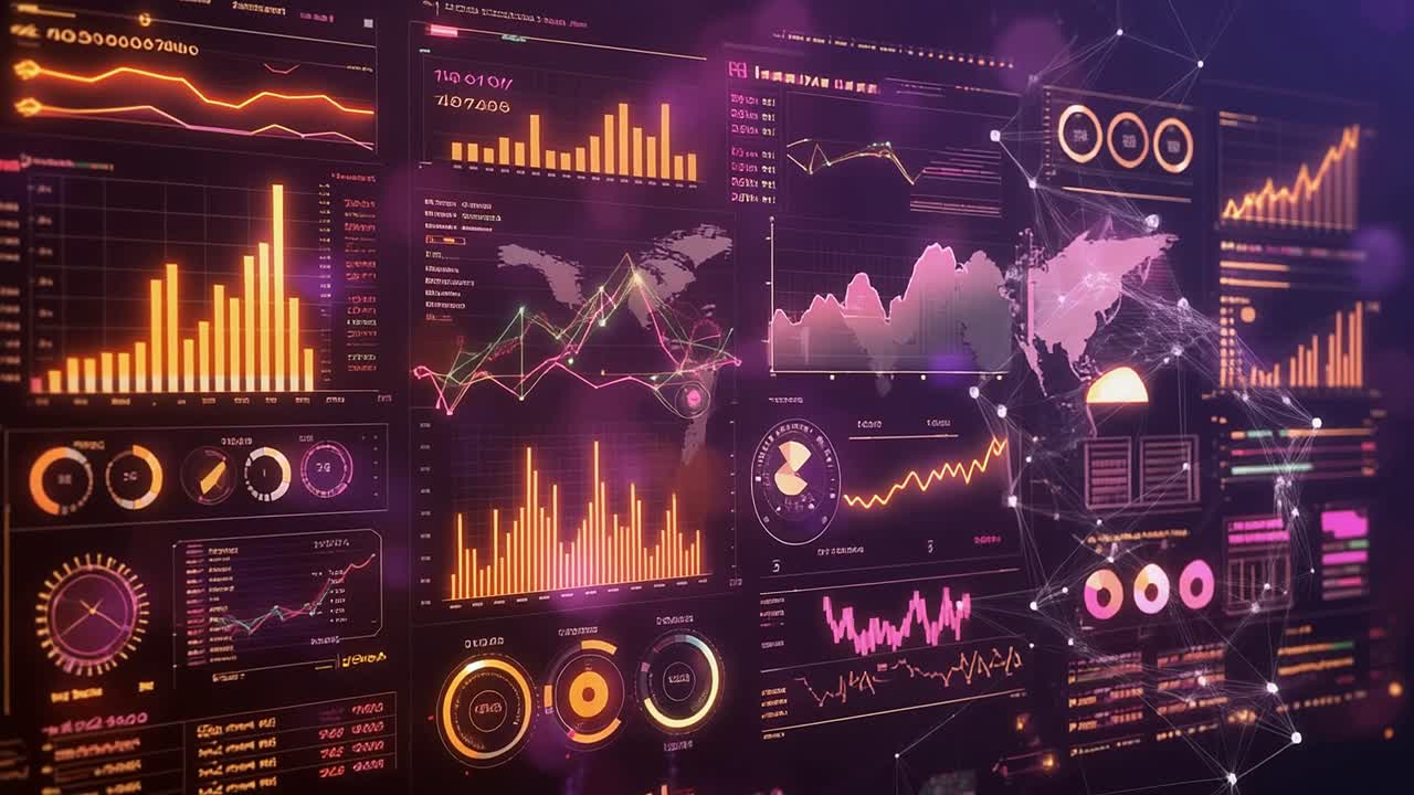 Digitalt forretningsdashbord med interaktive datavisualiseringer