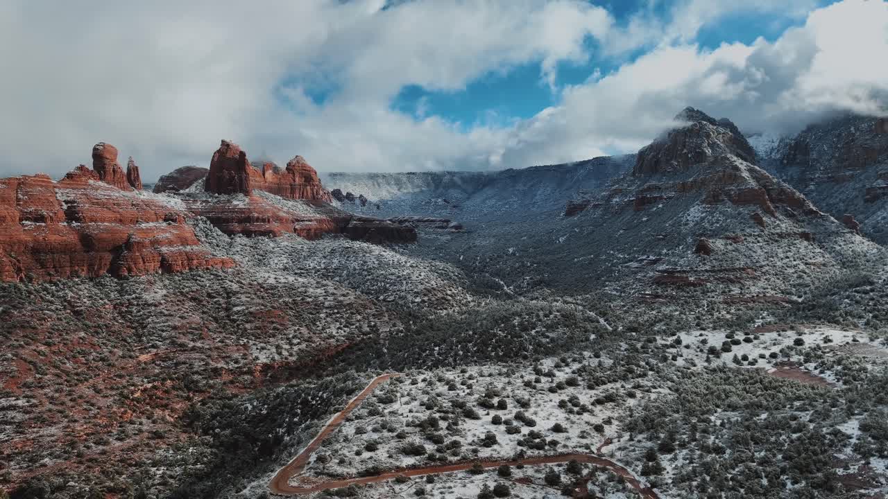 Panoramic View Of Sedona Arizona, Red Rock Mountains During Winter