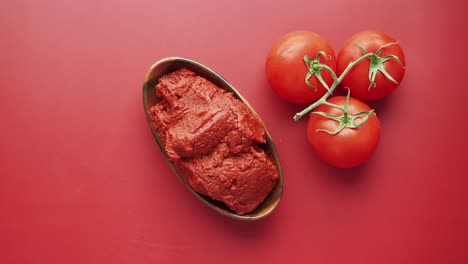 la pasta de tomate y los tomates frescos
