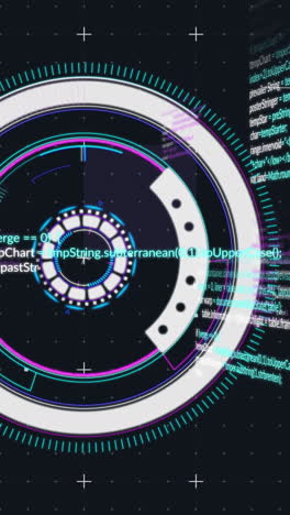 animation of data processing and scope scanning on black background