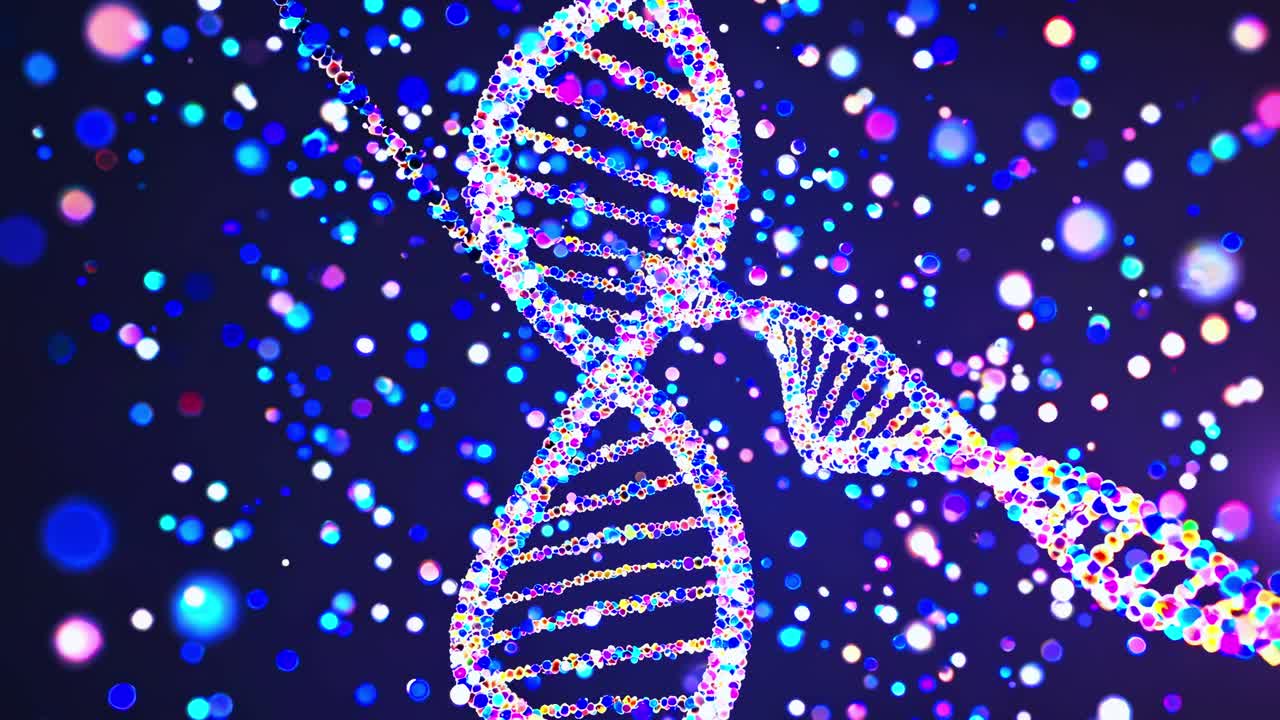 Discovering the stunning beauty of intricate DNA structures brought to life with vibrant colors within a captivating digital landscape