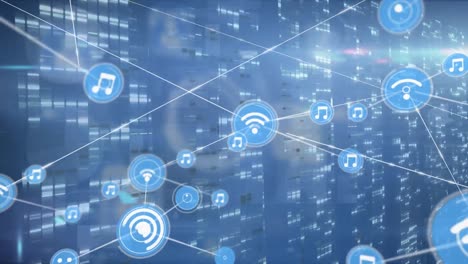 animation of network of connections over digital data processing