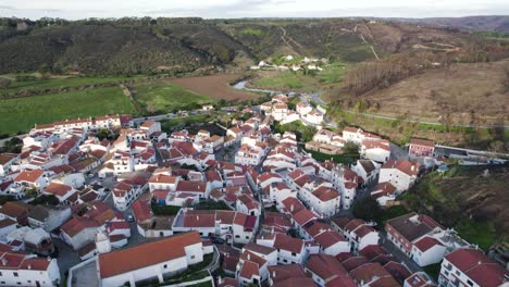 odeceixe village aerial, quaint algarve town, portugal