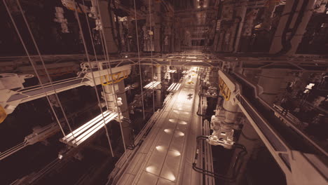 Futuristic industrial environment with advanced machinery and robotic arms