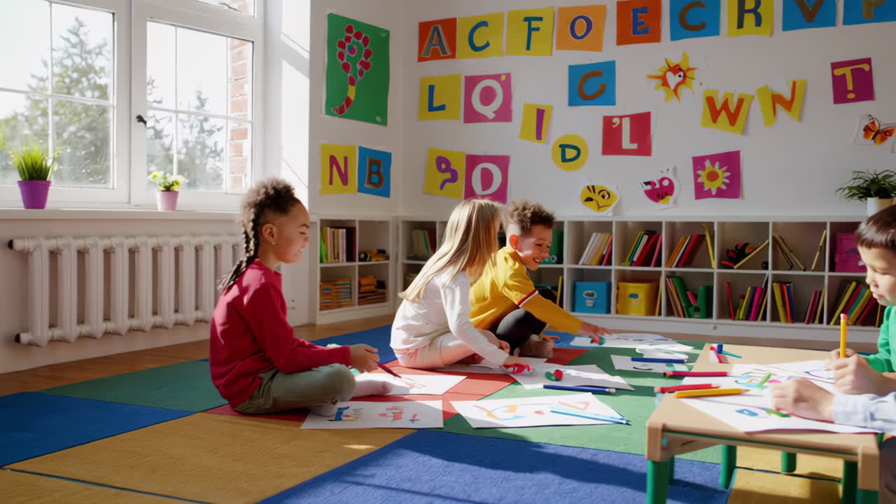 Niños de preescolar aprendiendo en un aula