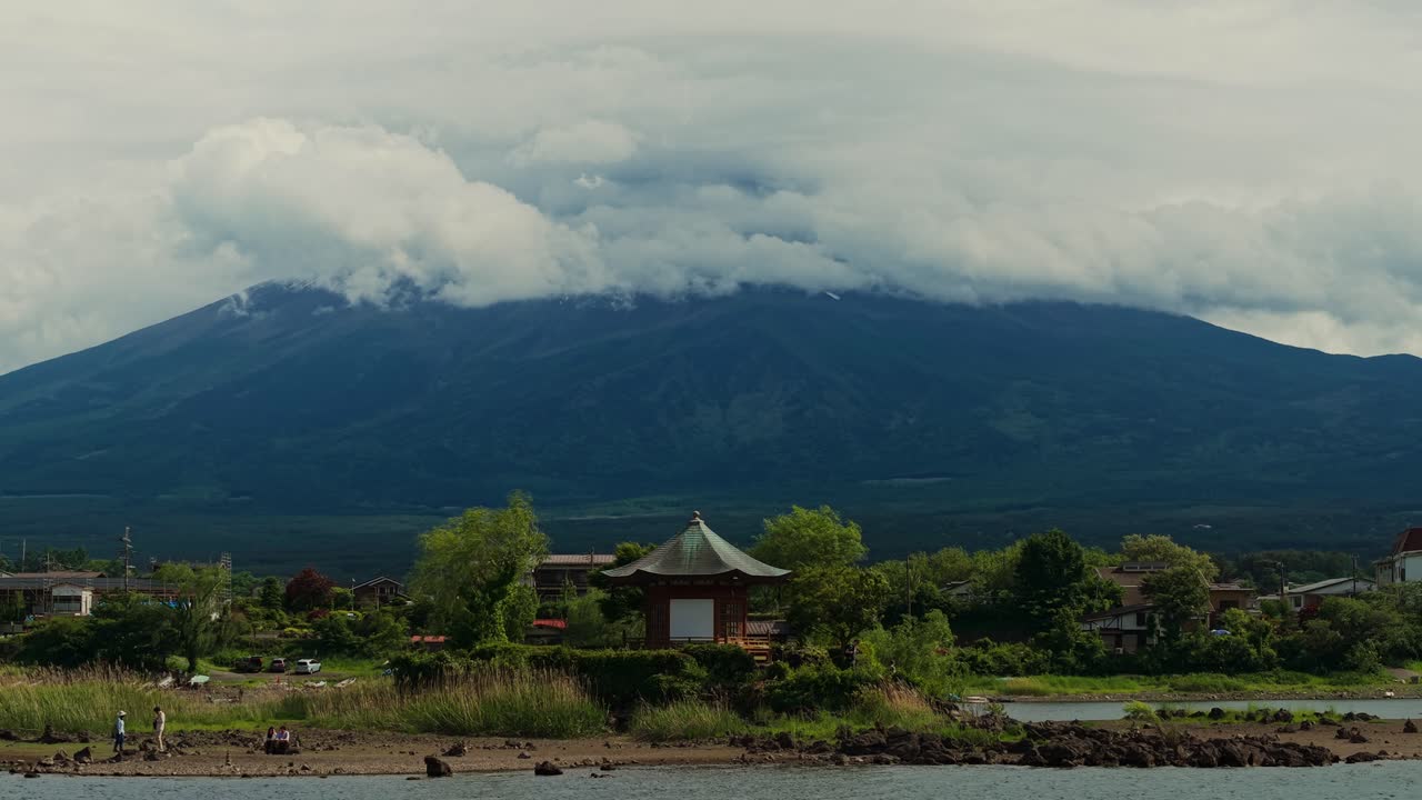 Scenic View of Mount Fuji with Pagoda and Lake